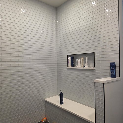 Arctic White Quartz on Show Components - Pony Wall, Bench, Niche